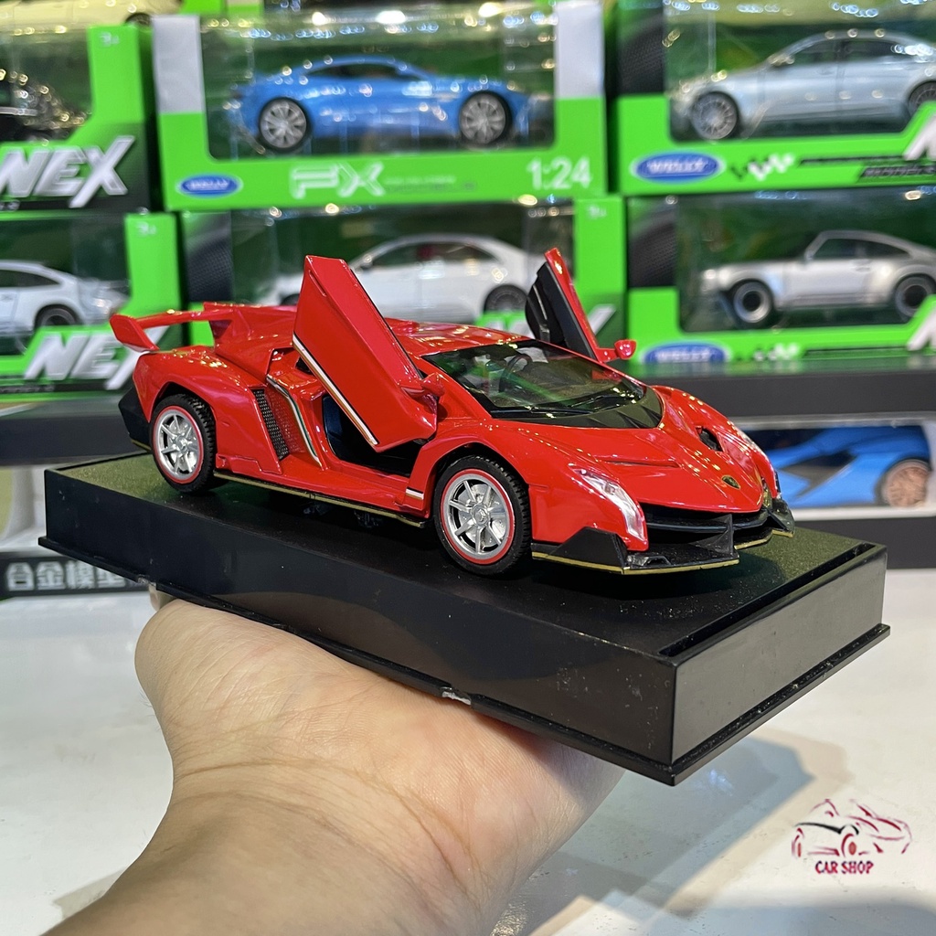 Mô hình xe bằng sắt Lamborghini Veneno tỉ lệ 1:32 hãng Double Horses màu đỏ