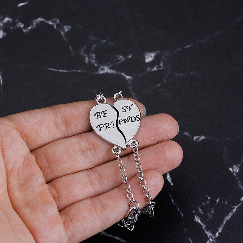 Set 2 Vòng Tay Mặt Trái Tim Khắc Chữ Best Friend Dành Cho Bạn Thân