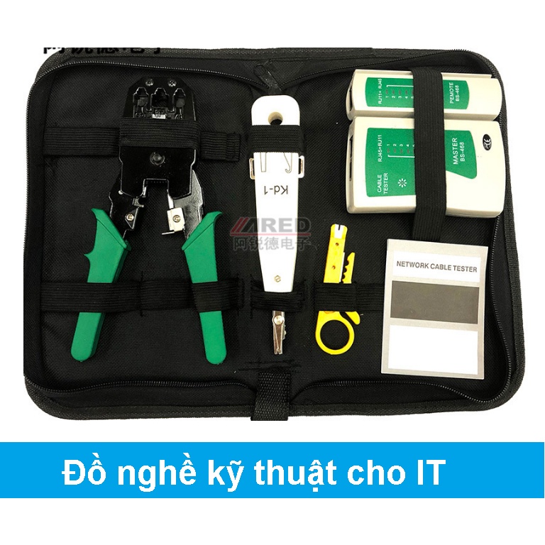 Bộ đồ nghề kỹ thuật IT có túi kiềm bấm dây mạng hộp test dây mạng