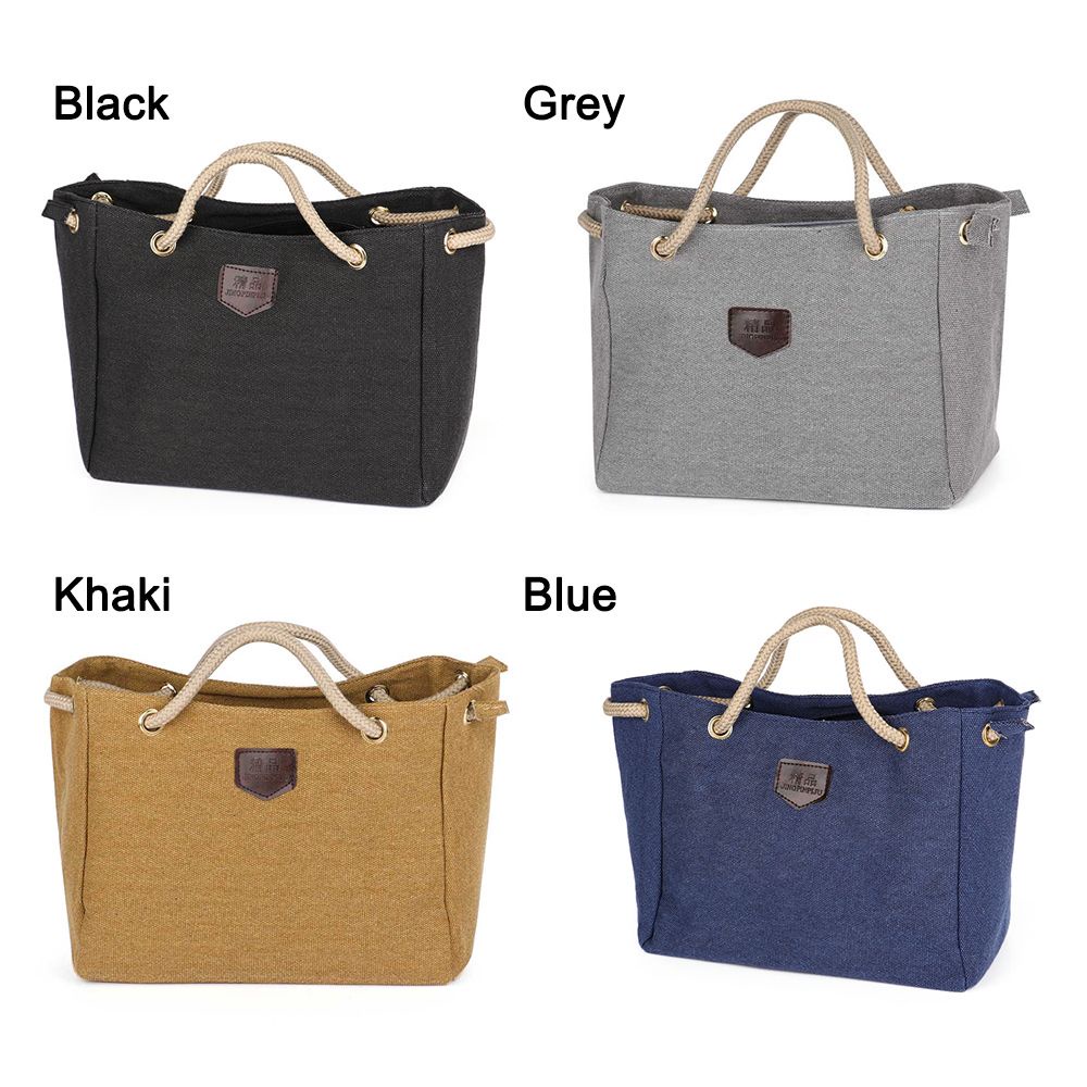 Túi xách vải canvas màu trơn kiểu dáng đơn giản hợp thời trang