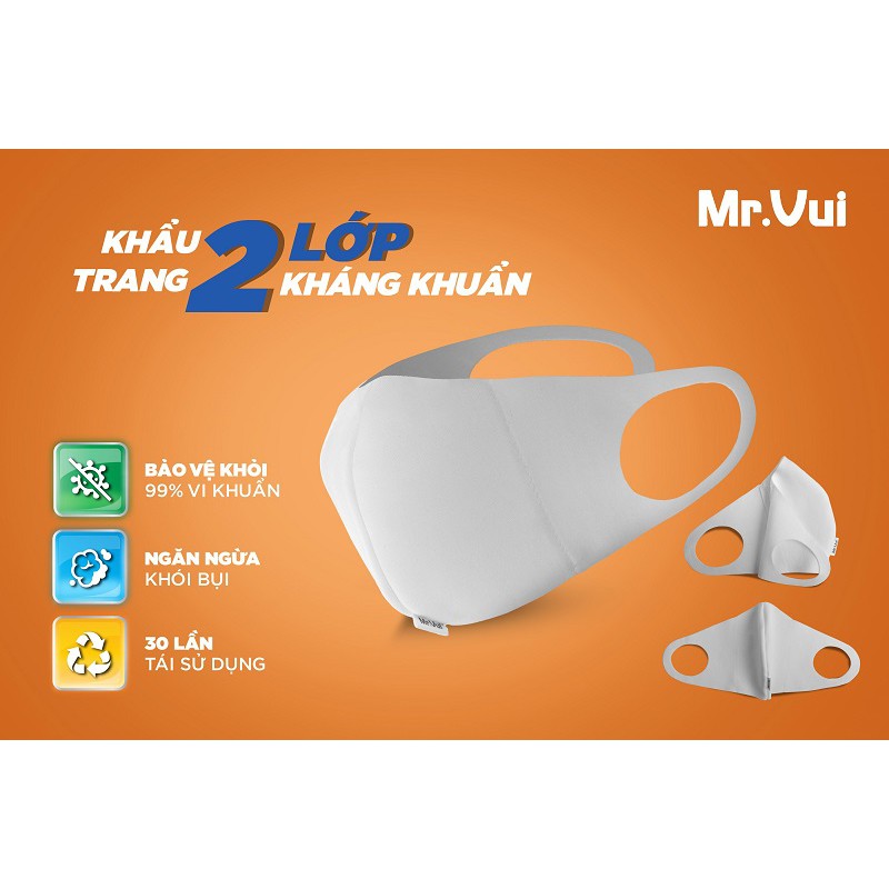 Khẩu trang Mr Vui kháng khuẩn 2 lớp KTKK002 (cái)