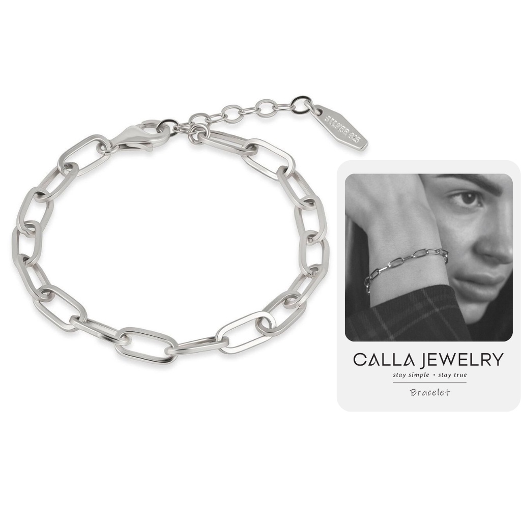 Lắc tay Vòng tay bạc S925 Mắt xích cá tính unisex Calla Jewelry B017