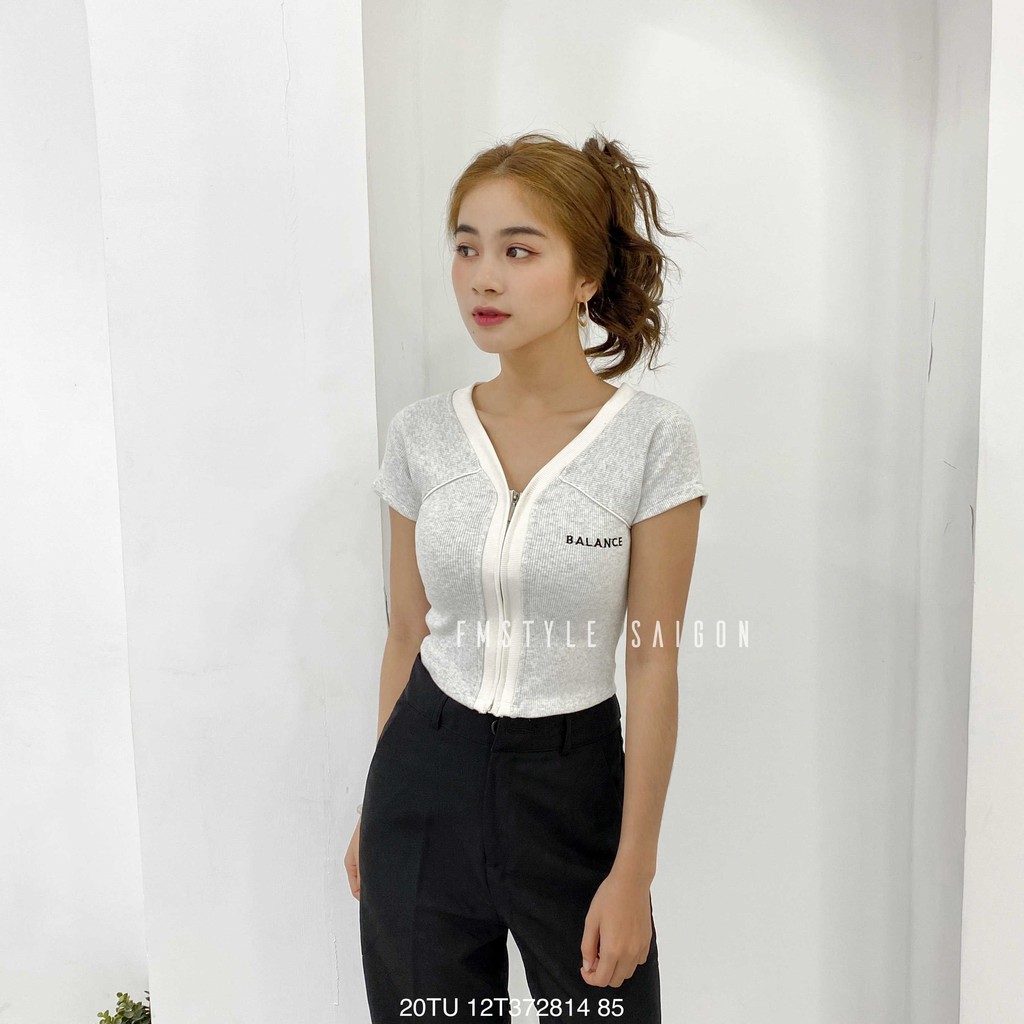 [Mã WASKT410K giảm 10K đơn 50K] Áo thun tay ngắn dây kéo in Balance ulzzang thời trang nữ Fmstyle Saigon 20TU12T372814