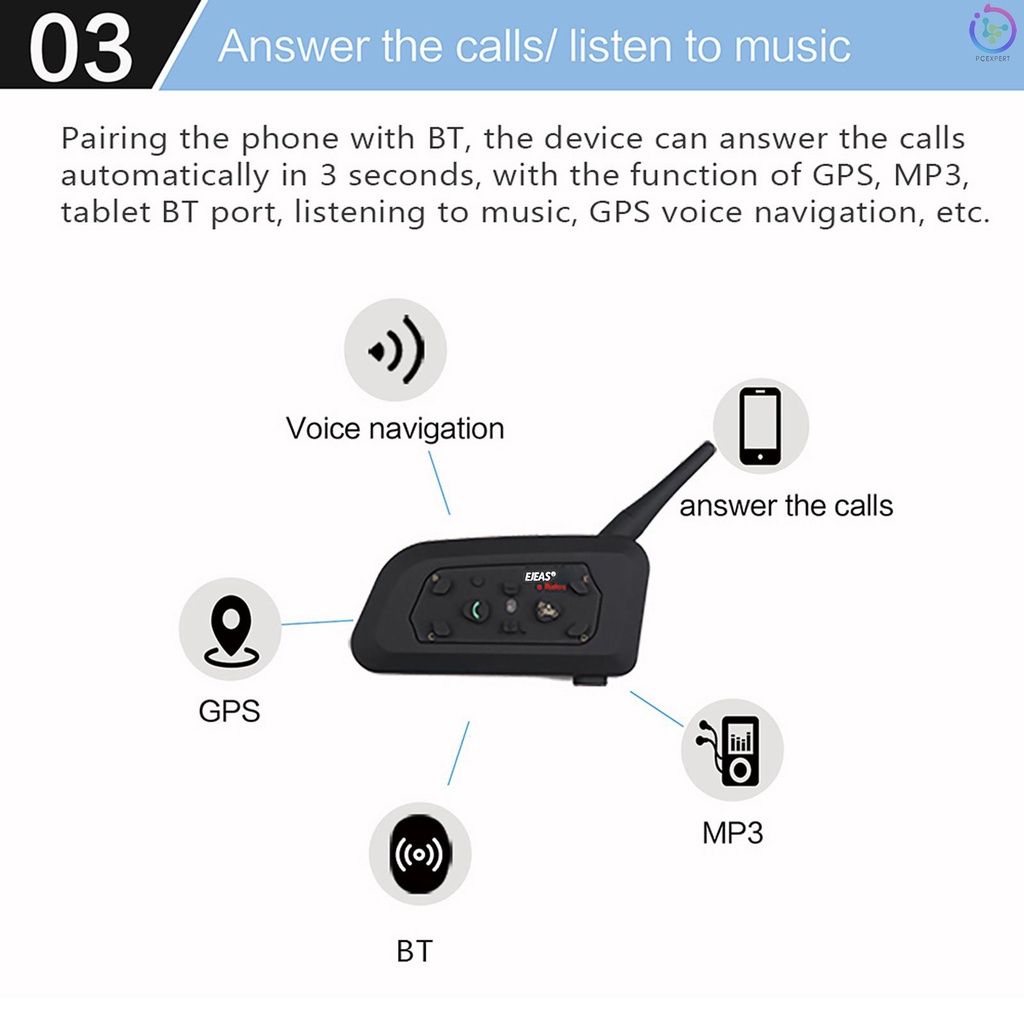 Bộ đàm liên lạc EJEAS V6 Pro 1200M gắn mũ bảo hiểm xe máy tiện dụng