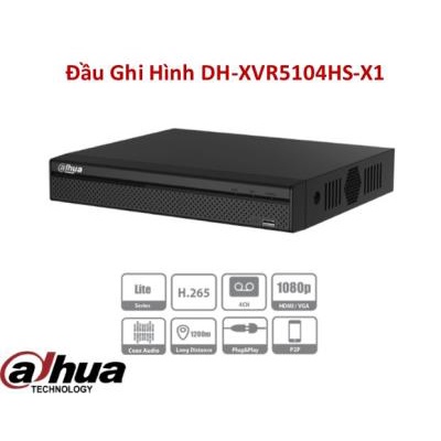 Đầu ghi Dahua HDCVI DH-XVR5104HS 4 kênh vỏ sắt 265+,công nghệ wizsense, hỗ trợ 5M-N (hàng chính hãng bảo hành 24 tháng)