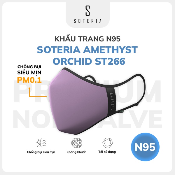 Khẩu trang thời trang Soteria Amethyst Orchid ST266 - N95 lọc 99% bụi mịn 0.1 micro - Size S,M,L