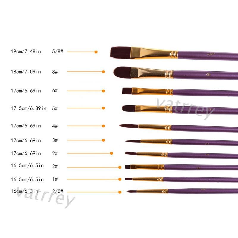 Set 10 Cọ Vẽ Màu Nước Thiết Kế Chuyên Nghiệp