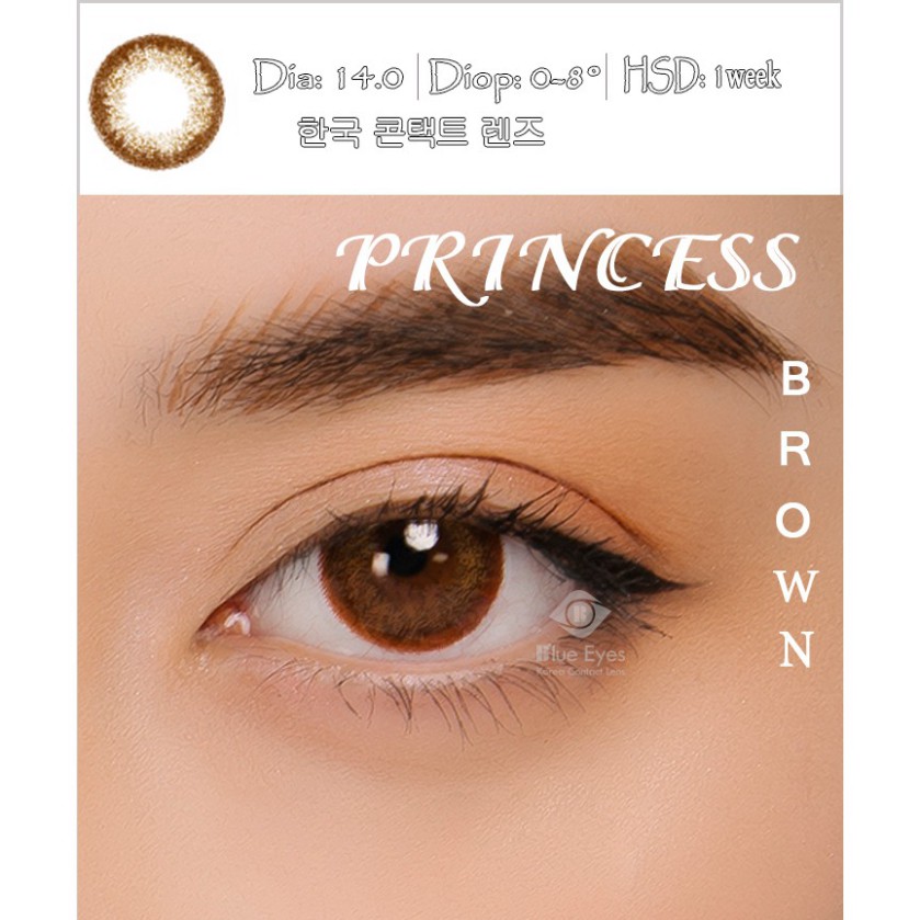 [CAM KẾT CHÍNH HÃNG] <LENS 1 TUẦN> Kính áp tròng Hàn Quốc PRINCESS BROWN 0-8 độ