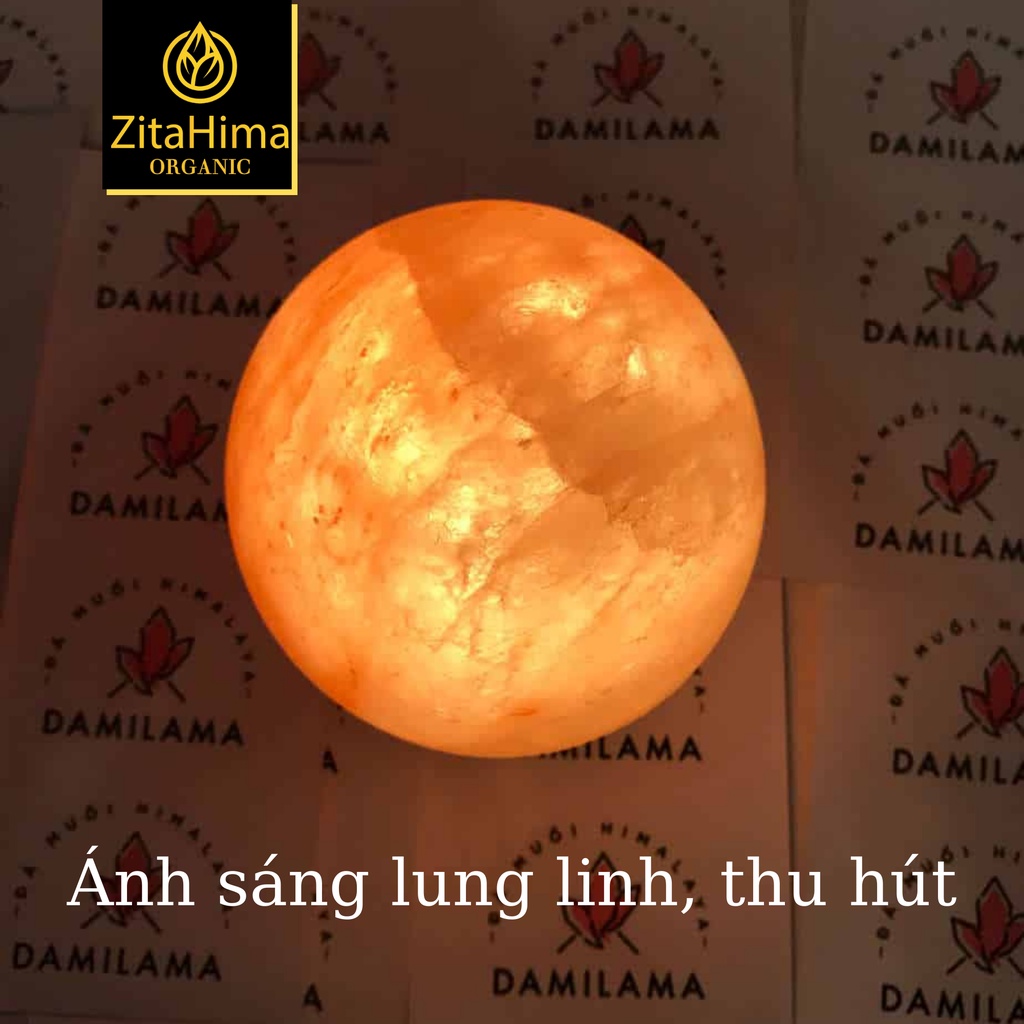 Đèn Đá Muối Đã Chế Tác Hình Cầu ZitaHima - Quà tặng sức khỏe