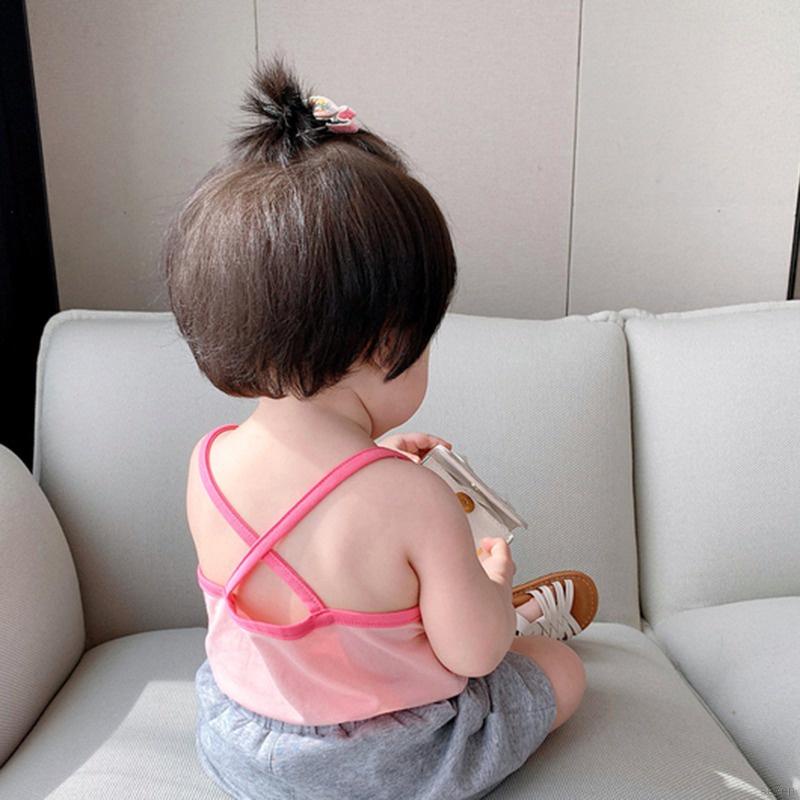 Áo Hai Dây Se7En Tay Ngắn In Họa Tiết Hoạt Hình Phong Cách Hàn Quốc Thời Trang Mùa Hè Cho Bé Gái