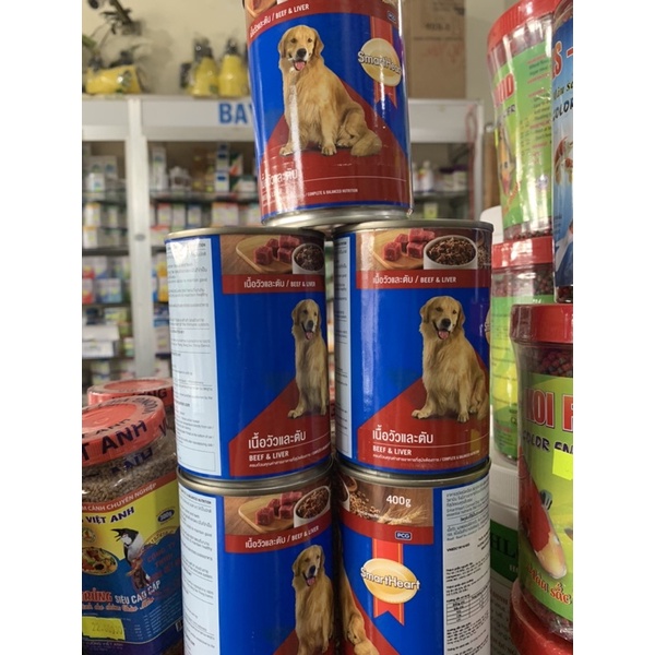 Smart heart Beef and liver lon 400gram dành cho chó vị bò và gan