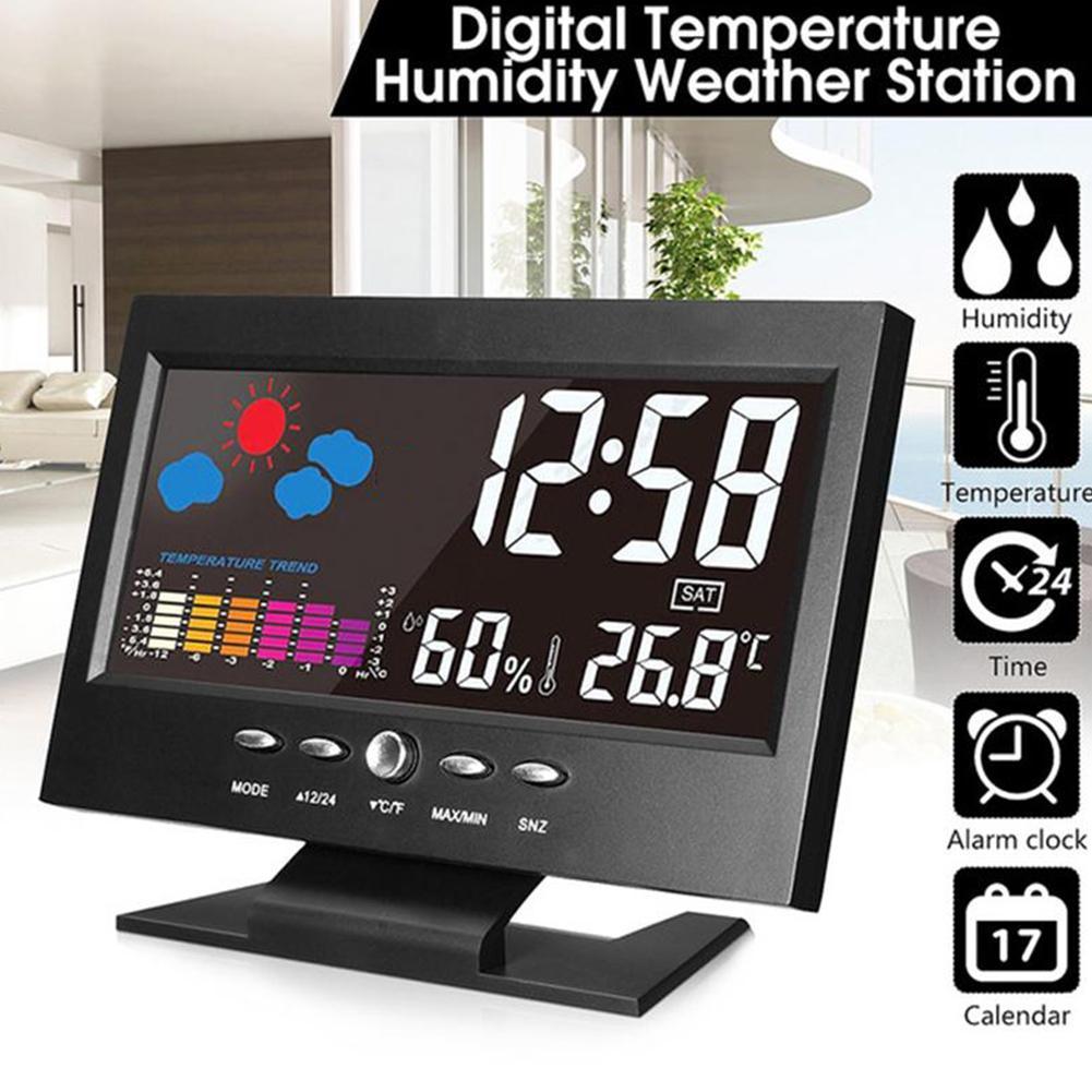 Đồng Hồ Báo Thức Có Màn Hình Lcd Hiển Thị Nhiệt Độ Và Độ Ẩm Z2j3
