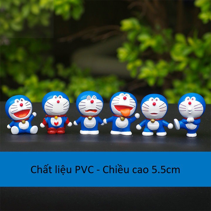 [Mã LIFEAUMAY giảm 10% tối đa 30k đơn 150k] Bộ 6 chú Doraemon trang trí xe hơi - Doremon để bàn làm việc size 5.5cm