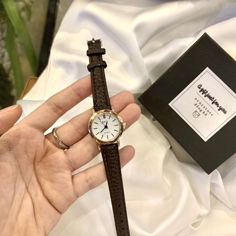 Đồng hồ nữ dây da mặt TRÒN RATE mặt nhỏ size 23mm chính hãng giá rẻ dành cho tuổi teen