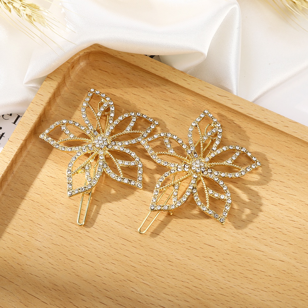 Haimeikang Set 2 cái kẹp tóc mặt hình hoa đính hạt đá kim cương thời trang dành cho nữ