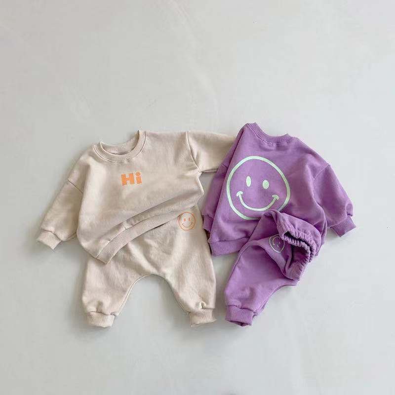Bộ nỉ mặt cười siêu cưng cho bé trai bé gái size cho bé 4-13kg_Hàng QCCC