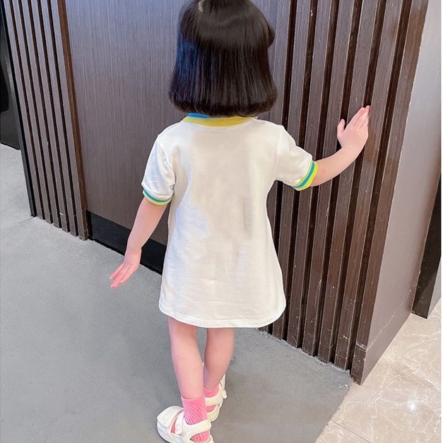 Đầm Polo Ngắn Tay Họa Tiết Hoạt Hình Đáng Yêu Thời Trang Mùa Hè Hàn Quốc Dành Cho Bé Gái 2023