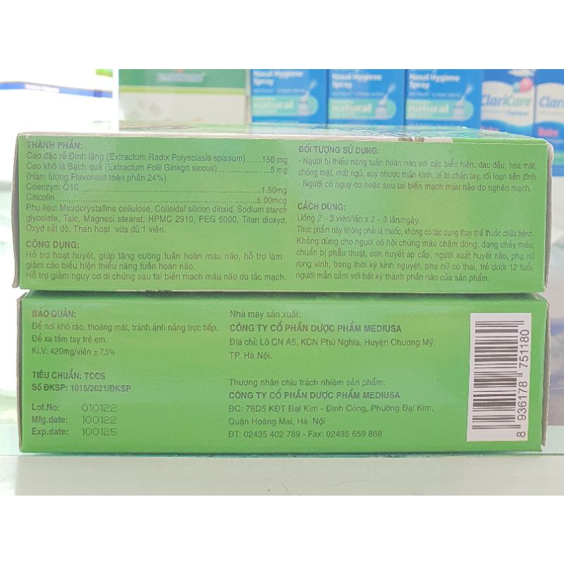 Hoạt huyết dưỡng não Citicolin, Coenzym Q10 - USA PHARMA
