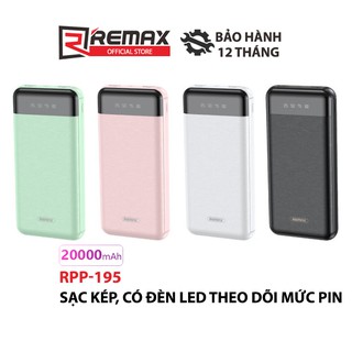 Pin sạc dự phòng Remax RPP-195 20000mAh 2 cổng USB tích hợp màn hình LED hiển thị dung lượng