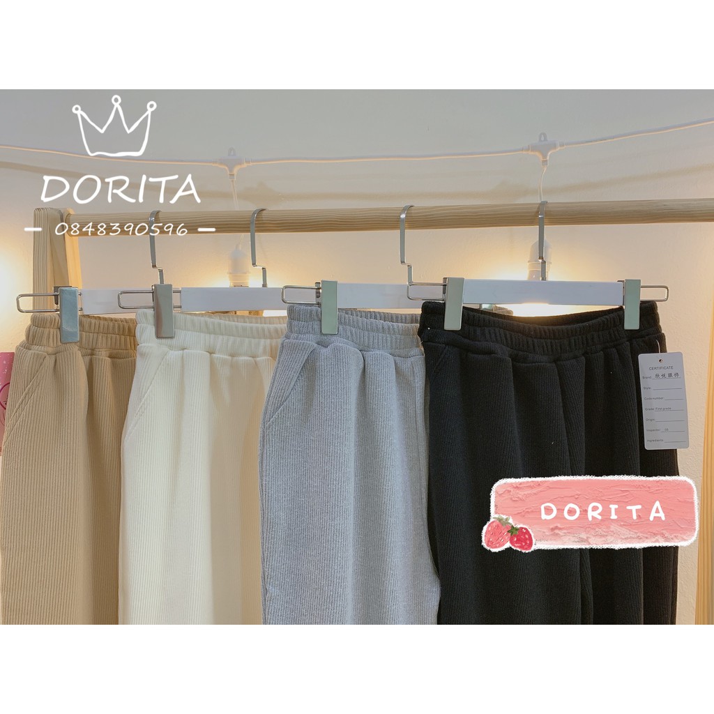 [Ảnh thật/Video Quần Jogger nỉ, Quần Jogger nữ nhung tăm bo gấu - Dorita Boutique