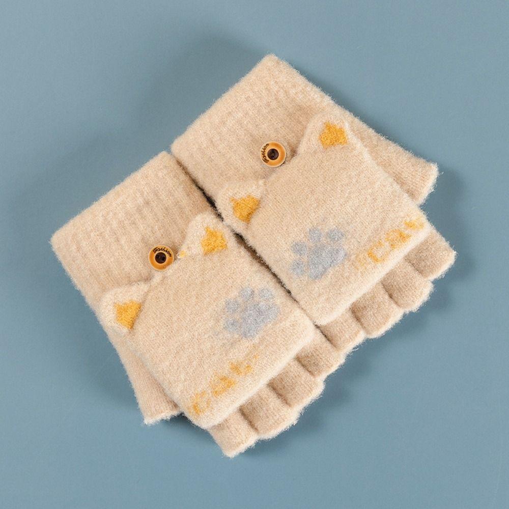 Găng Tay Hở Ngón Cotton Chống Gió Họa Tiết Móng Mèo Bảo Vệ Tay Sáng Tạo Thích Hợp Làm Quà Tặng Cho Nữ Sinh