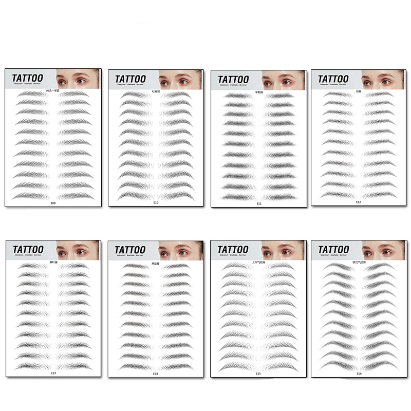 Nhãn dán hình xăm lông mày 3D MỚI / 10 cặp Nhãn dán giả bán cố định dạng nước