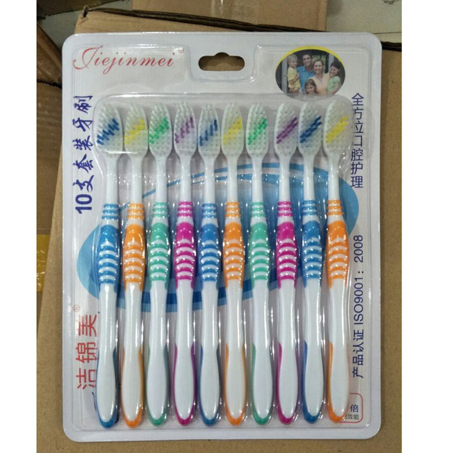 Bộ 10 bàn chải đánh răng than tre sợi lông mềm nano