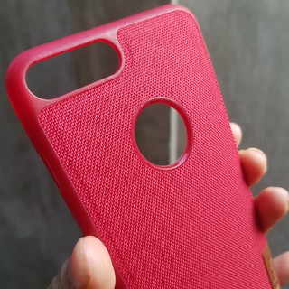 Ốp lưng Iphone 7 plus vải viền nhựa đỏ