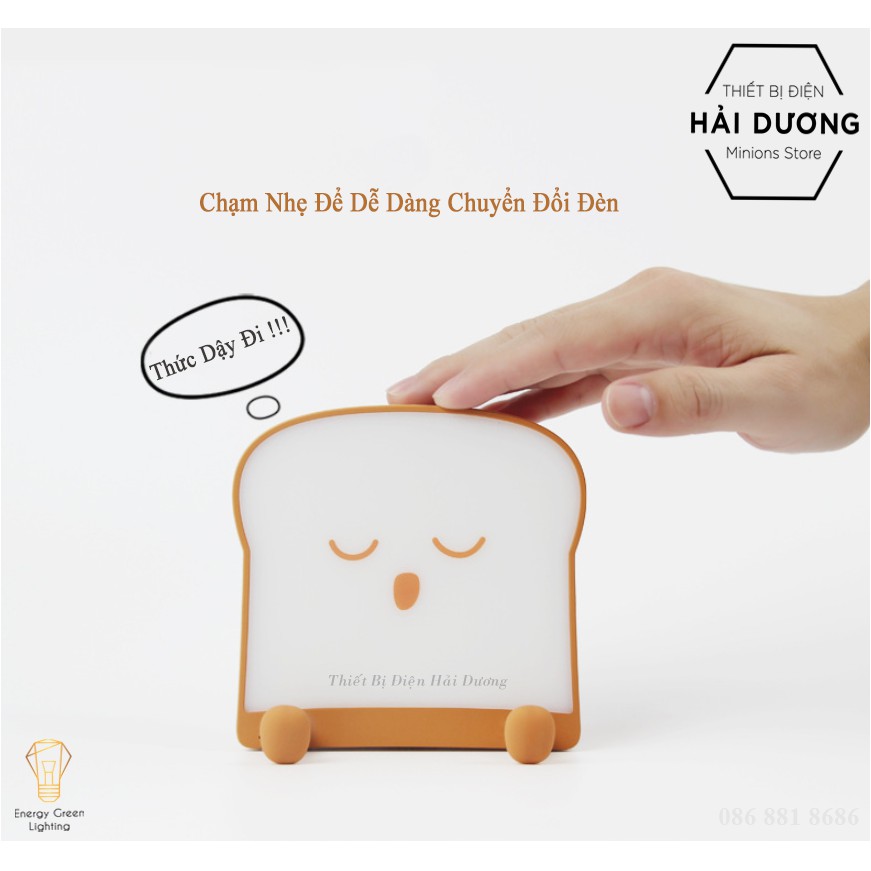 Đèn Ngủ Cạnh Giường Hình Bánh Mì Hoạt Hình Dễ Thương - Pin Sạc Tích Điện - Có giá Đỡ Điện Thoại - 3 Mẫu - Bảo Hành 1 Năm