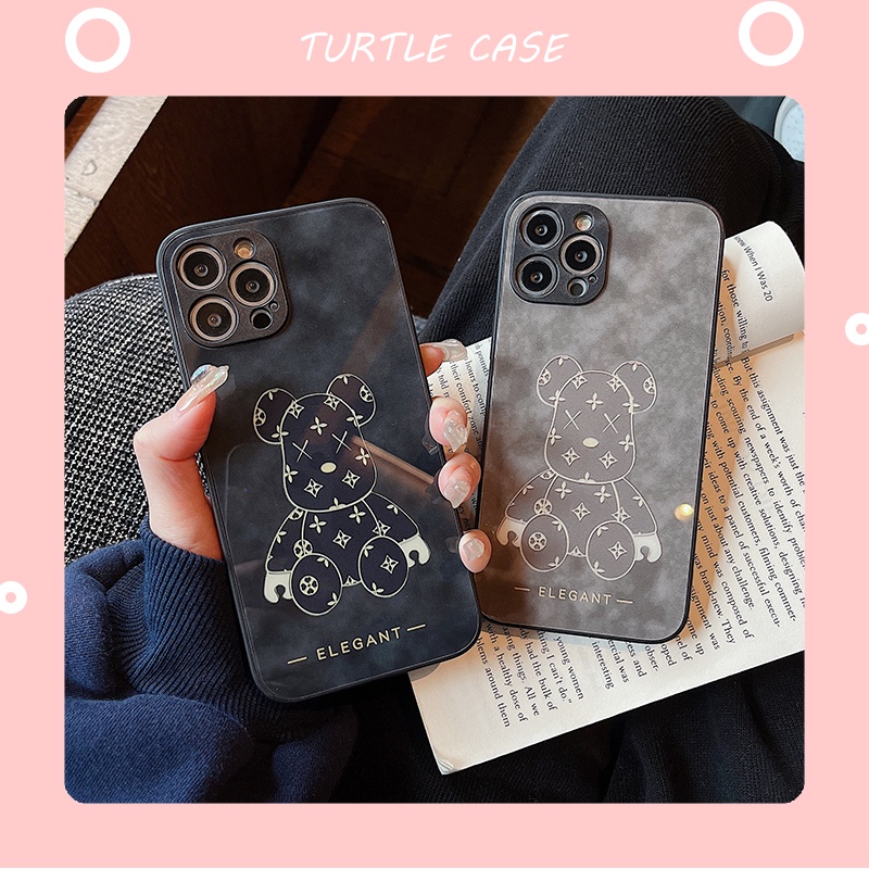 Ốp lưng iphone ốp Điện Thoại Mặt Kính Nhám In Hình Gấu Hoạt Hình Cho iPhone 14 13 12 11 PROMAX XS XR XSMAX SE2020 6 7 8PLUS
