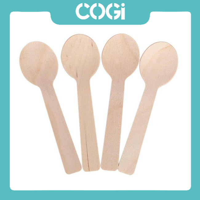 100 muỗng kem gõ 10.5cm đầu tròn dùng 1 lần chính hãng cogi