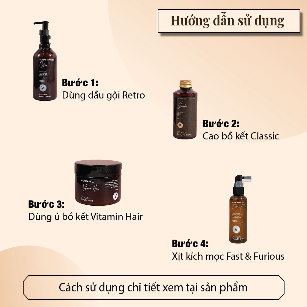 Combo 16 Dưỡng kích mọc, ngăn ngừa rụng tóc chuyên sâu đối với tóc chưa qua hóa chất VyvyHaircare 780ml