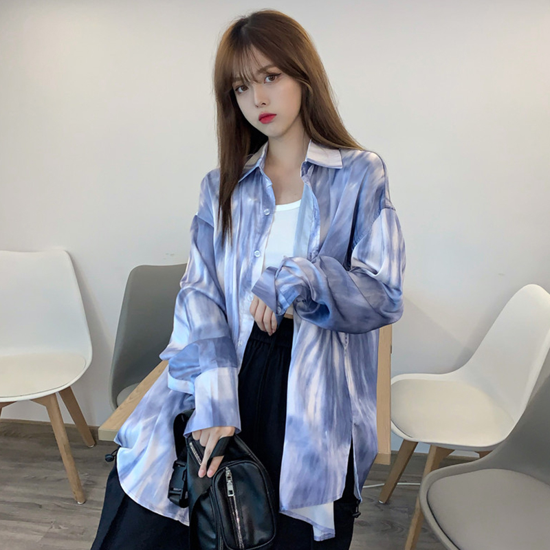 Women Shirt Lapel Korean Fashion Printing Long Sleeves Loose Casual | BigBuy360 - bigbuy360.vn