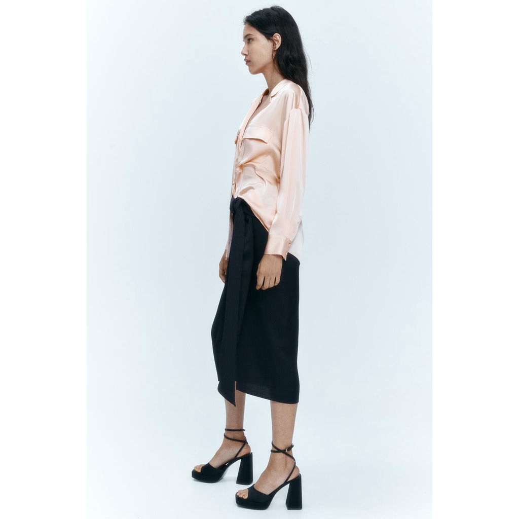Zara Áo Sơ Mi Vải Lụa satin Thời Trang Mùa Hè Cho Nữ 7969232