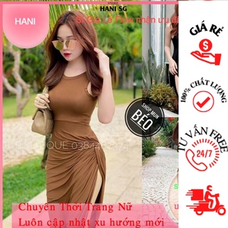 Đầm ba lỗ body hani sát nách xoắn xẻ đùi thun borip ,đầm dự tiệc