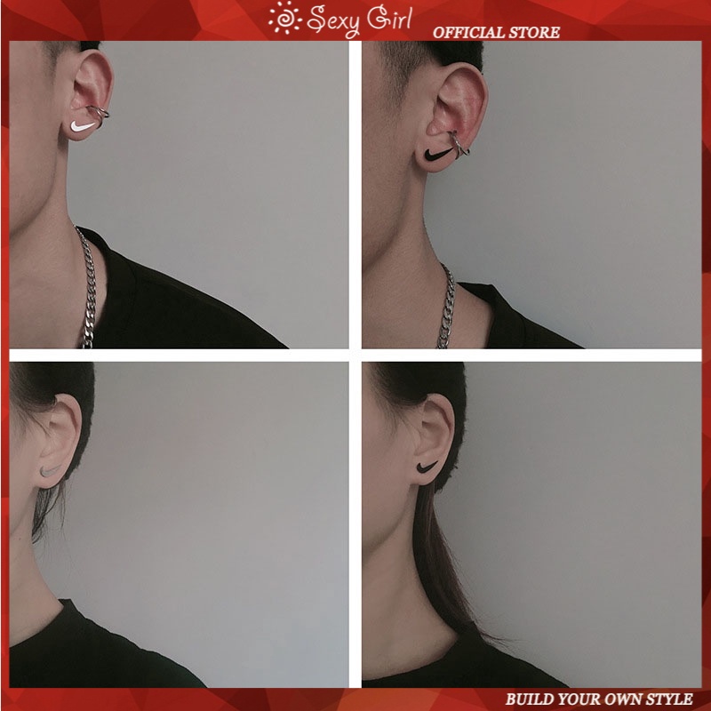 Khuyên tai hợp kim không móc không phai màu phong cách punk hip hop thể thao dành cho cả nam và nữ