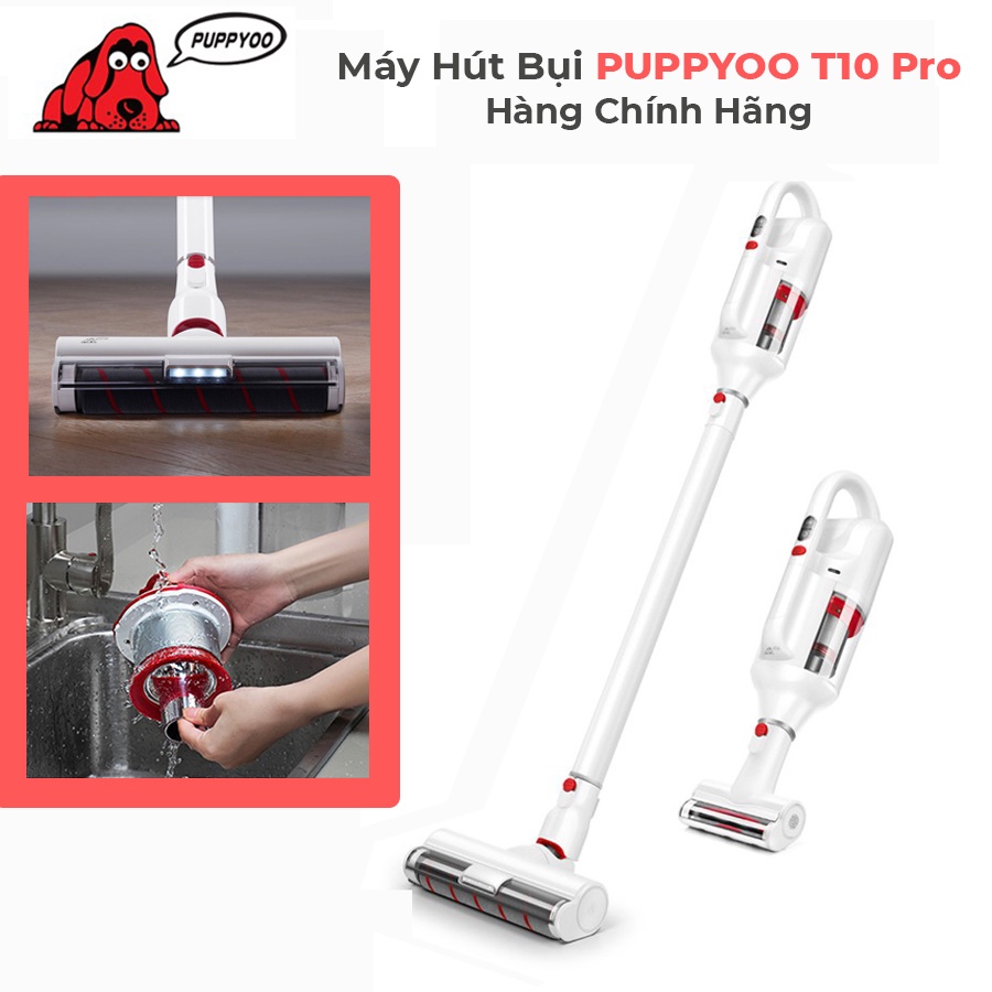 [HÀNG CHÍNH HÃNG] Máy Hút Bụi Cầm Tay Không Dây Cao Cấp PUPPYOO T10 Pro Lực Hút 17500 Pa Bảo Hành 24 Tháng