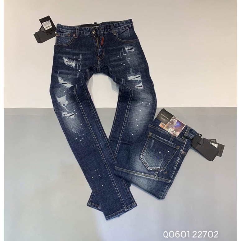 SALE HOT💥Quần Jean biker nam vảy sơn rách nhẹ hàng đẹp