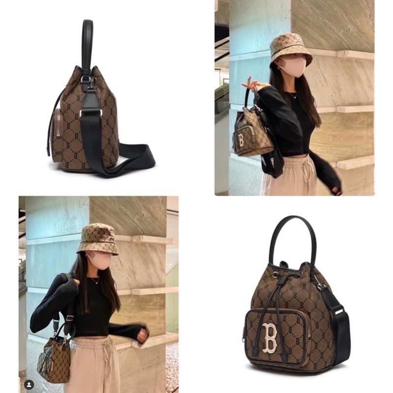 (Hàng sẵn)(ảnh thật) Túi rút dây m / lb mini Jaquard hoạ tiết Monogram trên nền chất liệu denim đủ 3 màu