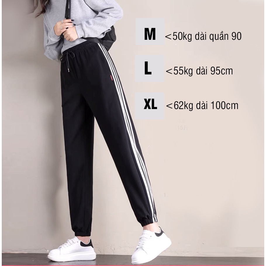 Quần Jogger 3 sọc ống rộng bo gấu, Quần thể thao nam nữ unisex chất nỉ da cá cao cấp 2 màu ALALA