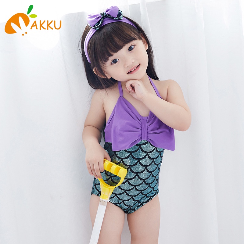 Bộ Đồ Bơi Kèm Băng Đô Thắt Nơ Dễ Thương Cho Bé Gái