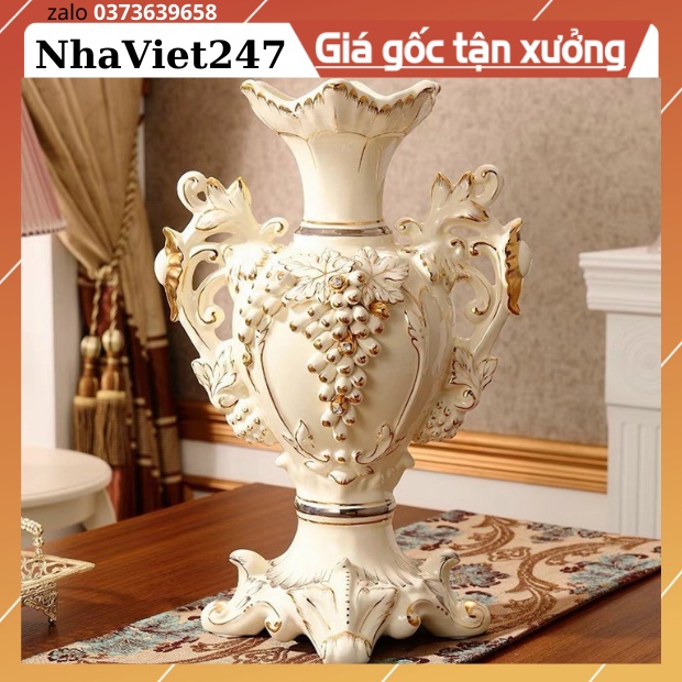 Bình Hoa-Bình Cắm Bông Bằng Gốm Sứ Trắng Vẽ Vàng Quảng Châu,DECOR trang trí,Bàn,Tủ,Kệ,hàng cao cấp,giá rẻ,quà tặng đẹp