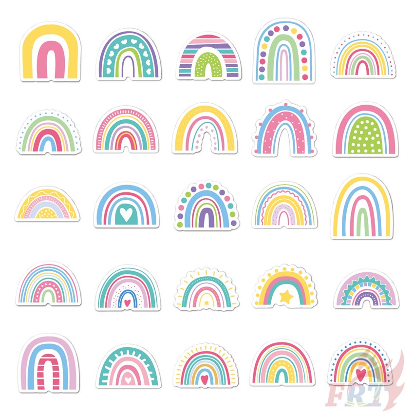 ❉ Hình Dán Mini Cầu Vồng ❉ Bộ 50 Miếng Dán Chống Thấm Nước Thời Trang