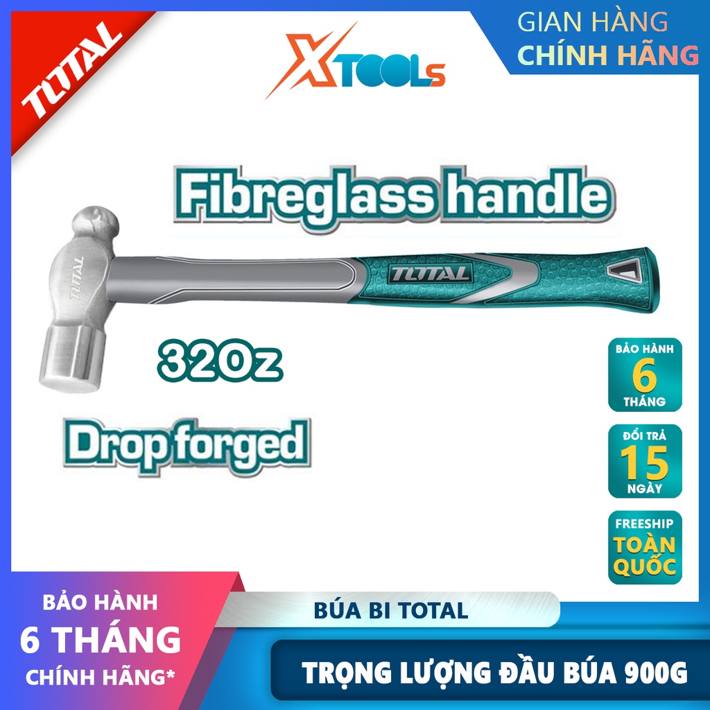 Búa bi Total THT74326 | búa cầm tay mini Quy cách: 32oz Trọng lượng đầu búa: 900g, dùng để đóng, tán đinh trên mọi b