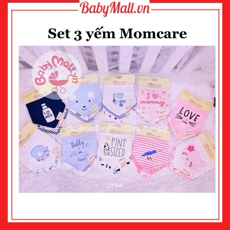 Set 3 yếm Momcare 2194 siêu xinh (ship ngẫu nhiên màu bé trai/bé gái)