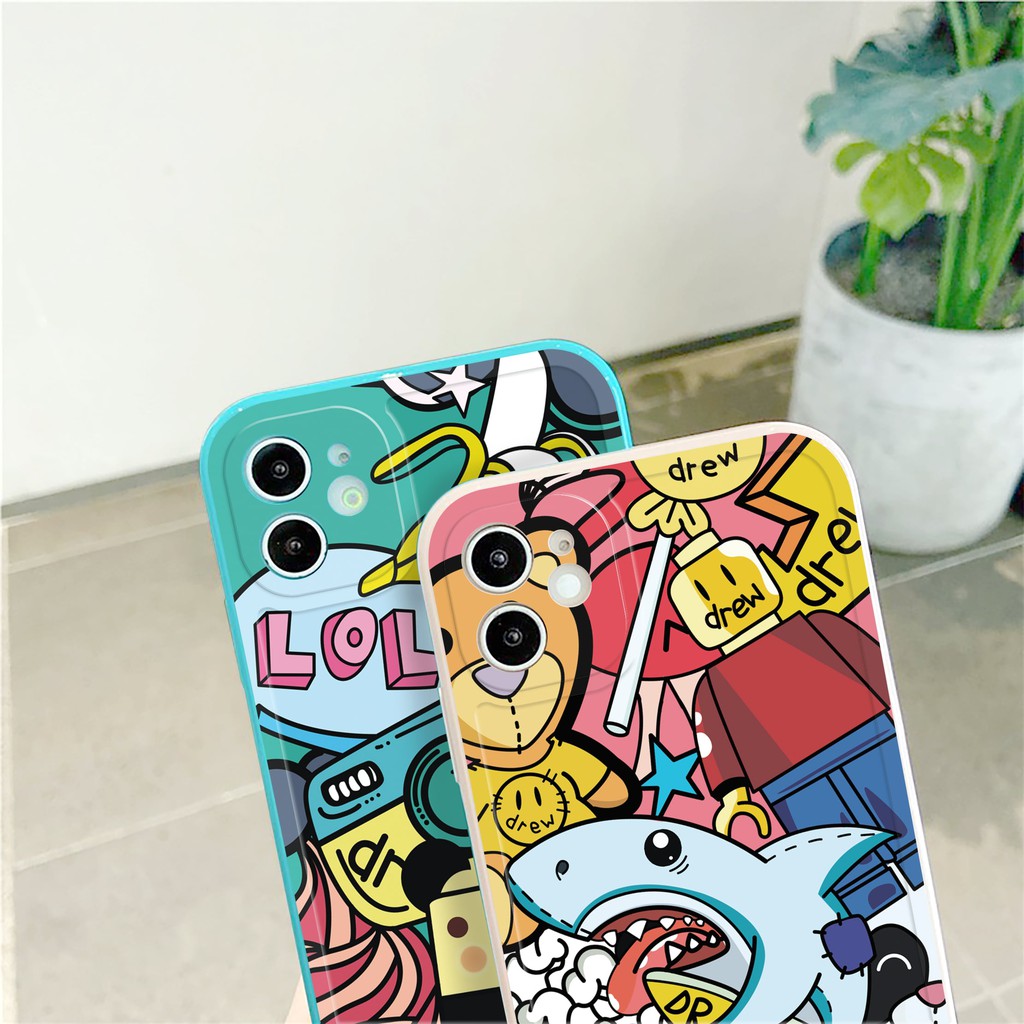 Ốp lưng iphone Drew Toy bóng cạnh vuông 6/6plus/6s/6splus/7/7plus/8/8plus/x/xr/xs/11/12/13/pro/max/plus/promax