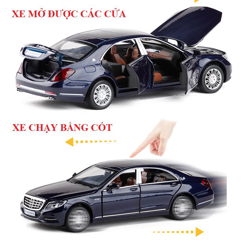 Xe mô hình ô tô MERCEDES BENZ S600 ĐỒ chơi trẻ em bằng sắt tỉ lệ 1:32 có âm thanh và đèn mở các cửa