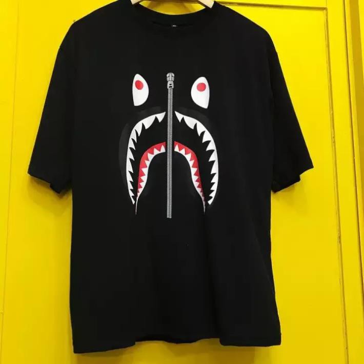 (Hình thật) Áo thun Bape Shark Cá Mập Unisex - Tee BAPE ZIPPER Streetwear (Japan Style) - Áo phông Cá Mập (Đen)  ཾ