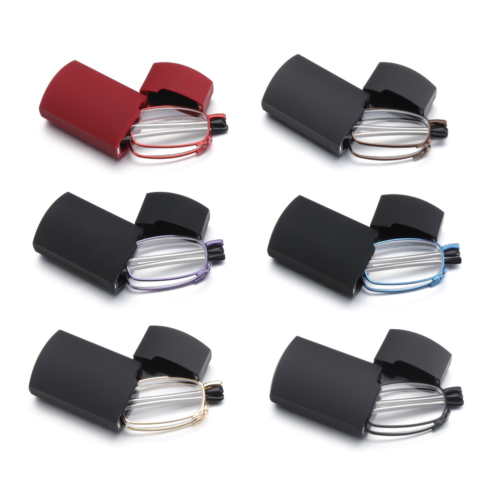 Mắt Kính Đọc Sách Kèm Hộp Đựng Bằng Hợp Kim Thời Trang Dành Cho Nam Và Nữ Độ Bền Cao +1.0-4.0