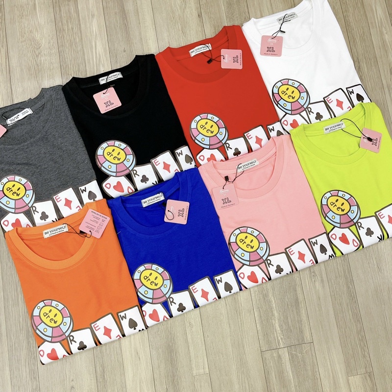 Áo Thun PHÔNG NAM NỮ Tay Ngắn UNISEX TẾT BÀI DREW - Hình chụp thật